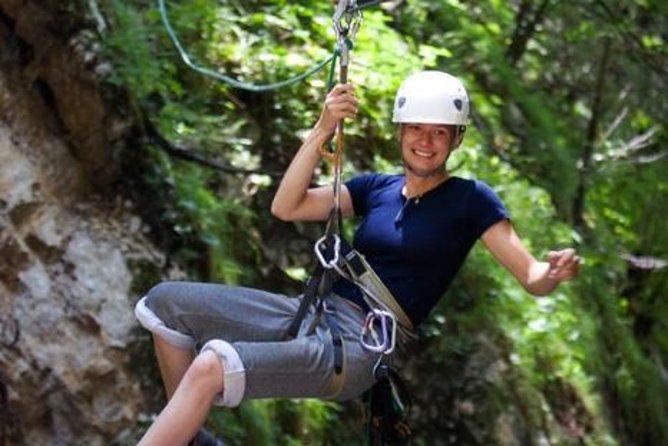 Antigua Zipline Canopy Adventure from St John’s - Getting fitted with a harness and helmet